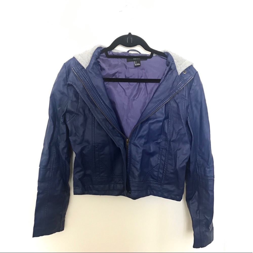 Forever 21 Biker Jacket Dark BLUE size Large